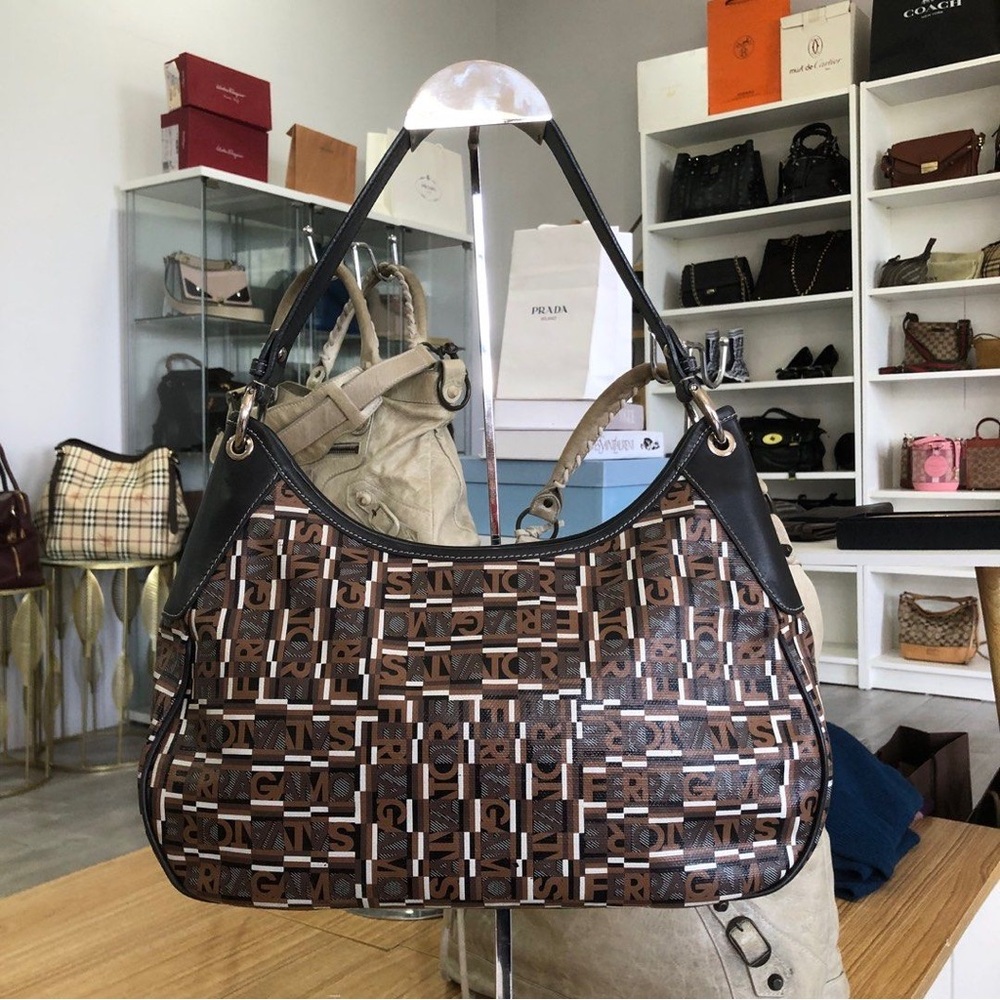 LMT: Salvatore Ferragamo Shoulder Brown Pouch Attached Handbag -NWOT - Picture 10 of 16